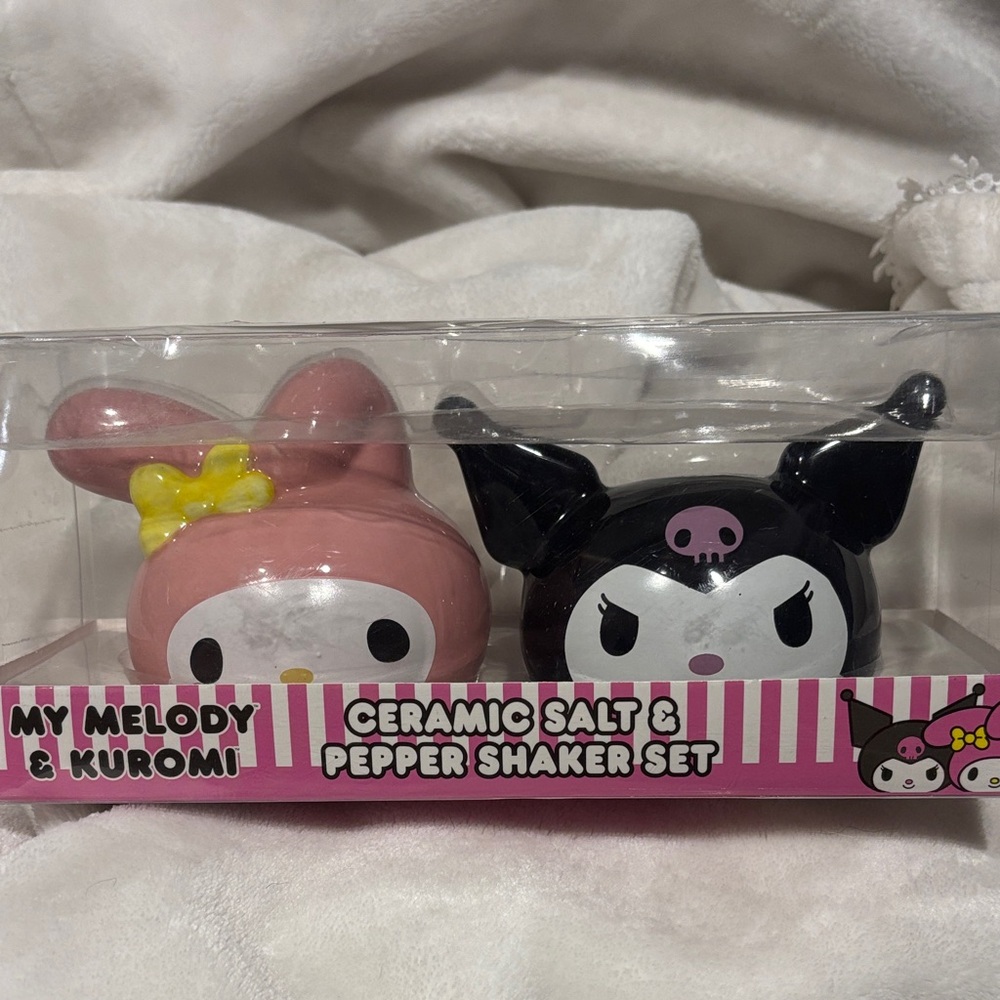 My Melody and Kuromi Ceramic Salt & Pepper Shaker Set - Pink and Black